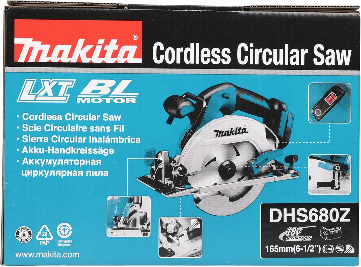 Makita DHS680Z 18V Li-Ion LXT Brushless Circular Saw (165mm) – Batteries and Charger Sold Separately.