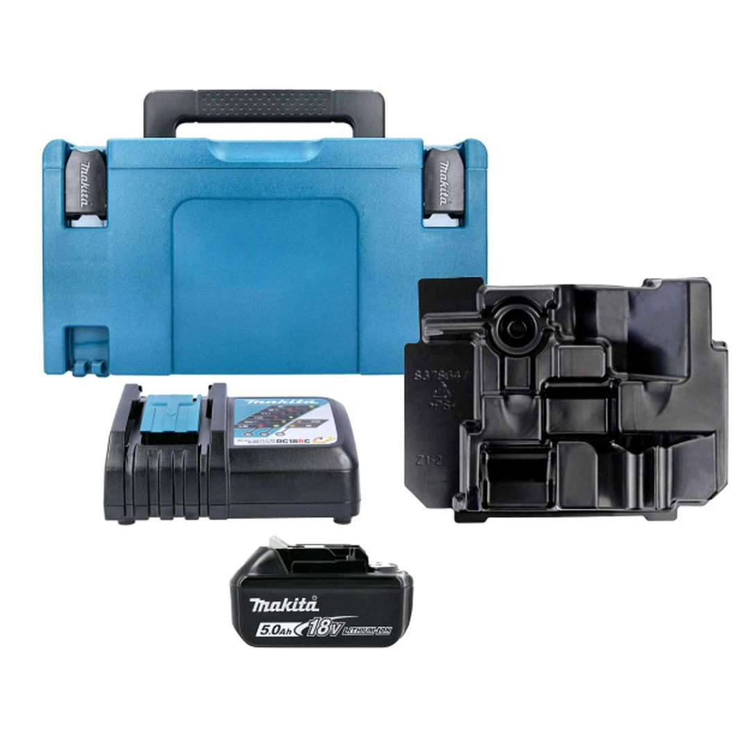 Makita 18V Power Kit – Includes 5.0Ah Battery, Rapid Charger, Type 3 Connector Case, and Custom Inlay